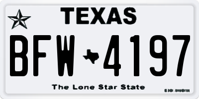 TX license plate BFW4197