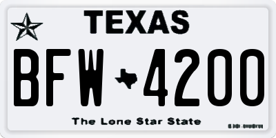 TX license plate BFW4200