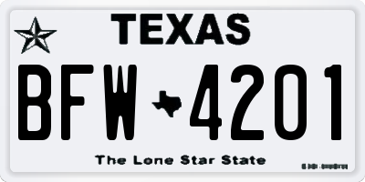 TX license plate BFW4201