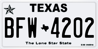 TX license plate BFW4202