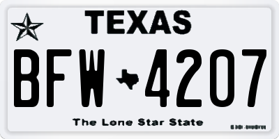 TX license plate BFW4207