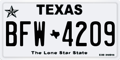 TX license plate BFW4209