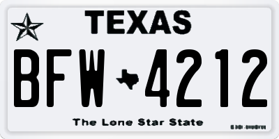 TX license plate BFW4212