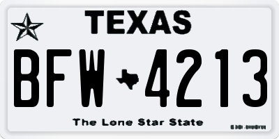 TX license plate BFW4213
