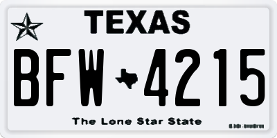 TX license plate BFW4215