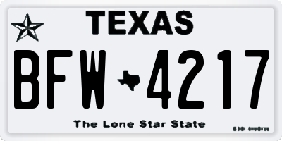 TX license plate BFW4217