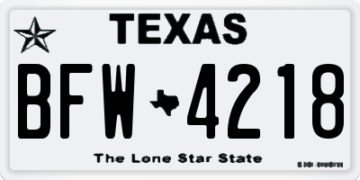 TX license plate BFW4218