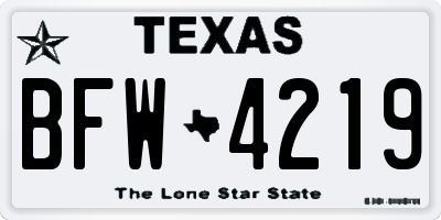 TX license plate BFW4219