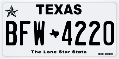TX license plate BFW4220