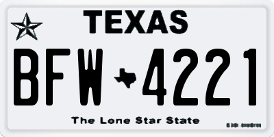 TX license plate BFW4221