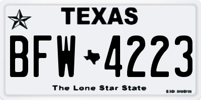 TX license plate BFW4223