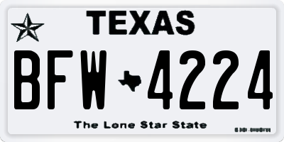 TX license plate BFW4224