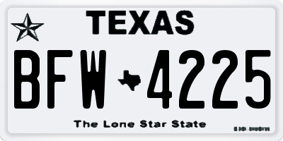 TX license plate BFW4225
