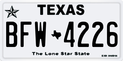 TX license plate BFW4226