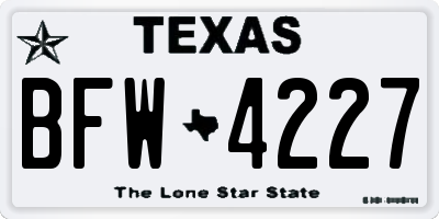 TX license plate BFW4227