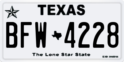 TX license plate BFW4228