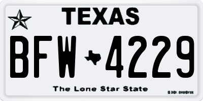 TX license plate BFW4229