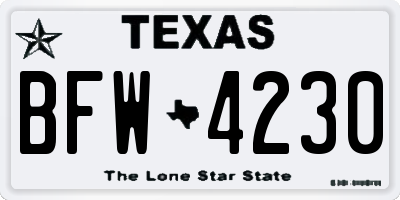 TX license plate BFW4230
