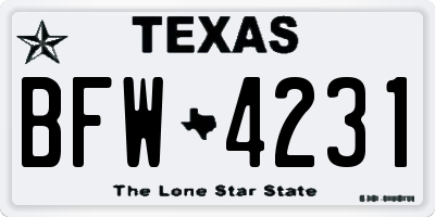 TX license plate BFW4231