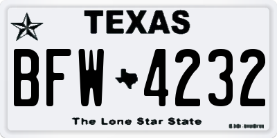 TX license plate BFW4232
