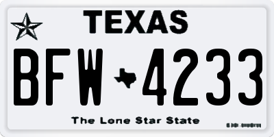 TX license plate BFW4233