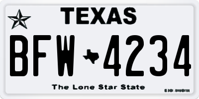 TX license plate BFW4234