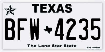 TX license plate BFW4235