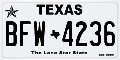TX license plate BFW4236