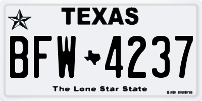 TX license plate BFW4237