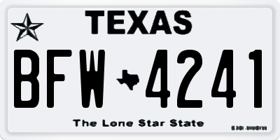 TX license plate BFW4241