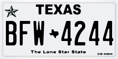 TX license plate BFW4244