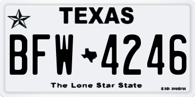 TX license plate BFW4246