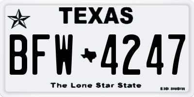TX license plate BFW4247