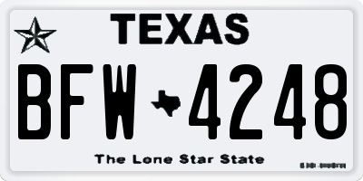 TX license plate BFW4248