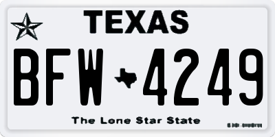 TX license plate BFW4249