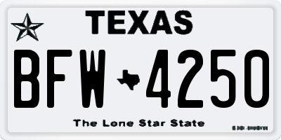 TX license plate BFW4250