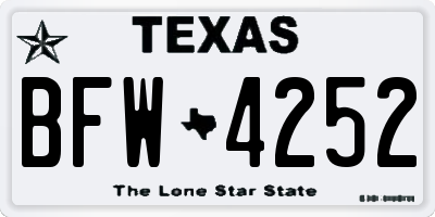 TX license plate BFW4252