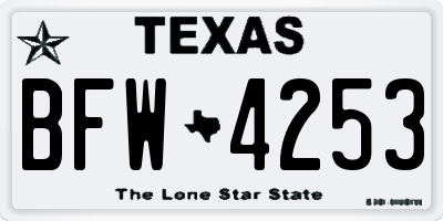 TX license plate BFW4253