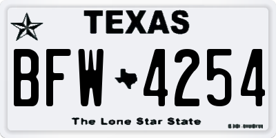 TX license plate BFW4254