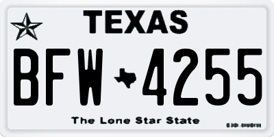 TX license plate BFW4255