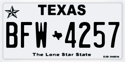 TX license plate BFW4257