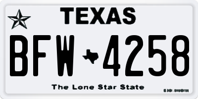 TX license plate BFW4258
