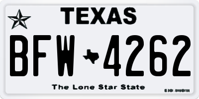 TX license plate BFW4262