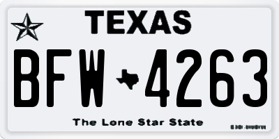 TX license plate BFW4263