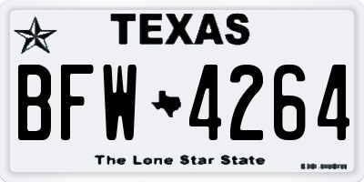 TX license plate BFW4264