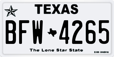 TX license plate BFW4265
