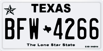 TX license plate BFW4266