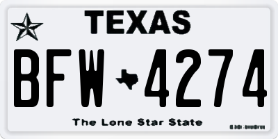 TX license plate BFW4274