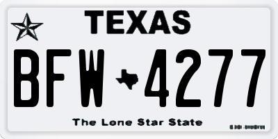 TX license plate BFW4277