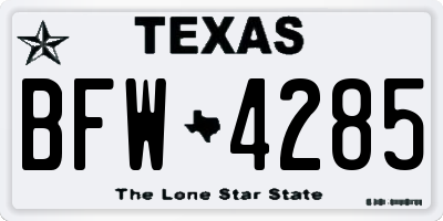 TX license plate BFW4285